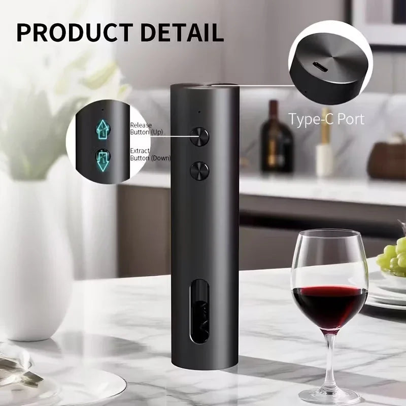 Electric Wine Opener Gift Set – Rechargeable, with Aerator & Stopper