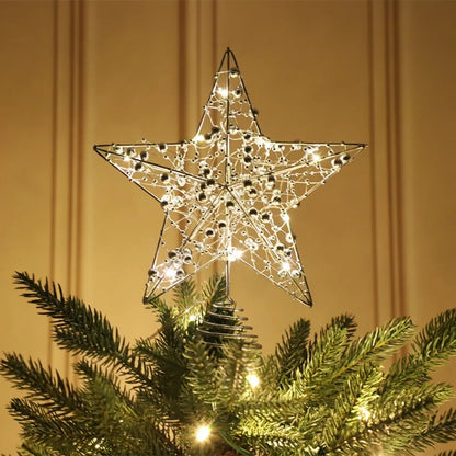 Light-Up Star Christmas Tree Topper – Gold & Silver, Battery Operated (ver 2026)
