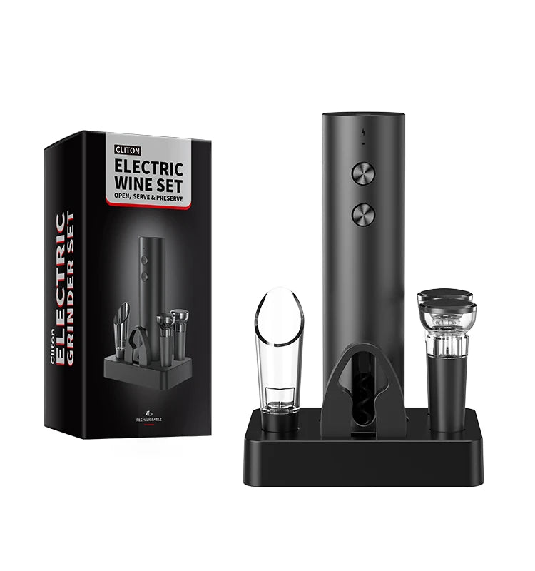 Electric Wine Opener Gift Set – Rechargeable, with Aerator & Stopper