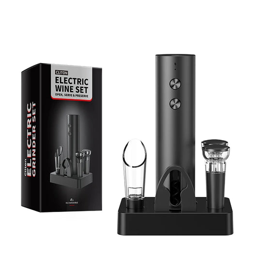 Electric Wine Opener Gift Set – Rechargeable, with Aerator & Stopper