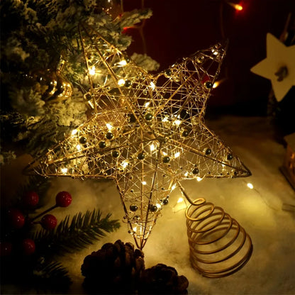 Light-Up Star Christmas Tree Topper – Gold & Silver, Battery Operated (ver 2026)