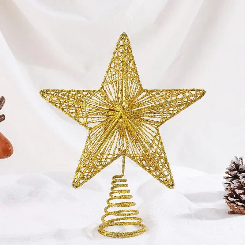 Star Christmas Tree Topper – 20 LED, Gold or Silver, Battery Operated