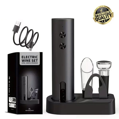 Electric Wine Opener Gift Set – Rechargeable, with Aerator & Stopper