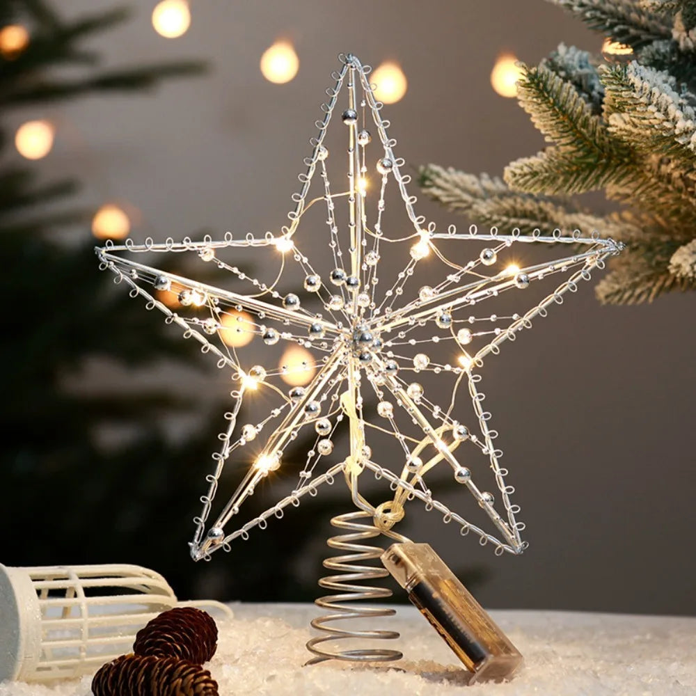 Light-Up Star Christmas Tree Topper – Gold & Silver, Battery Operated (ver 2026)