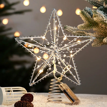 Light-Up Star Christmas Tree Topper – Gold & Silver, Battery Operated (ver 2026)