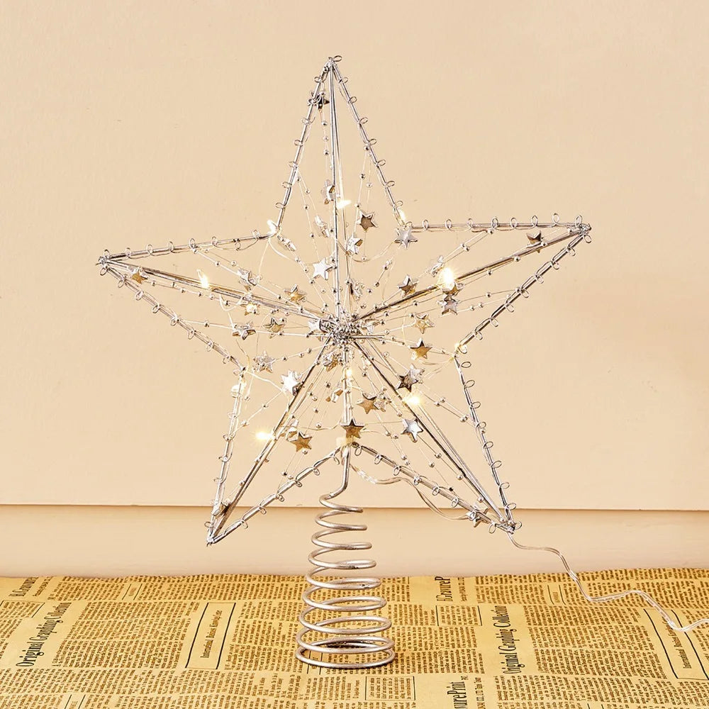 Light-Up Star Christmas Tree Topper – Gold & Silver, Battery Operated (ver 2026)
