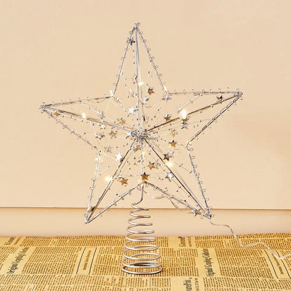 Light-Up Star Christmas Tree Topper – Gold & Silver, Battery Operated (ver 2026)