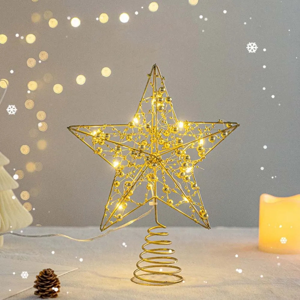 Light-Up Star Christmas Tree Topper – Gold & Silver, Battery Operated (ver 2026)