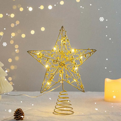 Light-Up Star Christmas Tree Topper – Gold & Silver, Battery Operated (ver 2026)