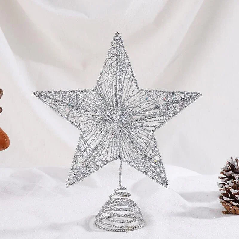 Star Christmas Tree Topper – 20 LED, Gold or Silver, Battery Operated