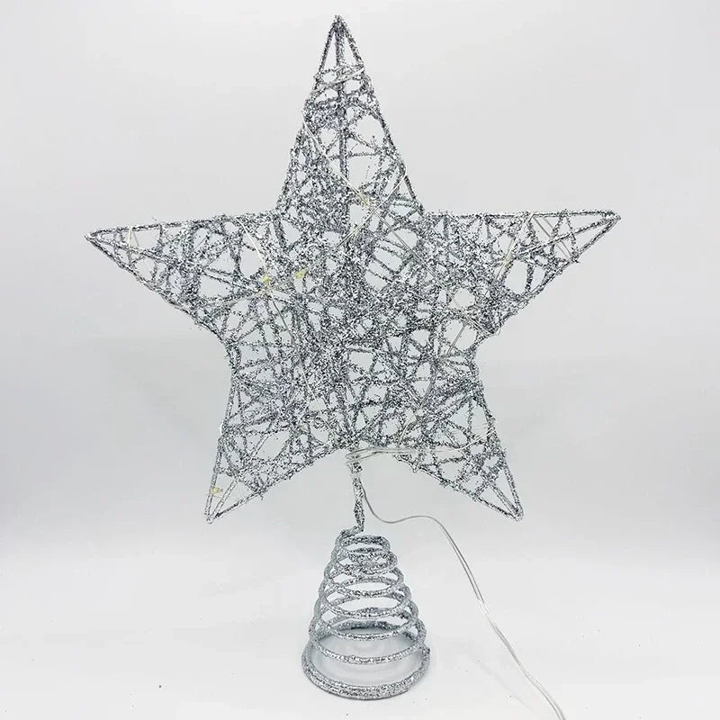 Star Christmas Tree Topper – 20 LED, Gold or Silver, Battery Operated
