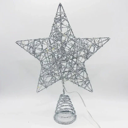 Star Christmas Tree Topper – 20 LED, Gold or Silver, Battery Operated