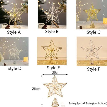 Light-Up Star Christmas Tree Topper – Gold & Silver, Battery Operated (ver 2026)