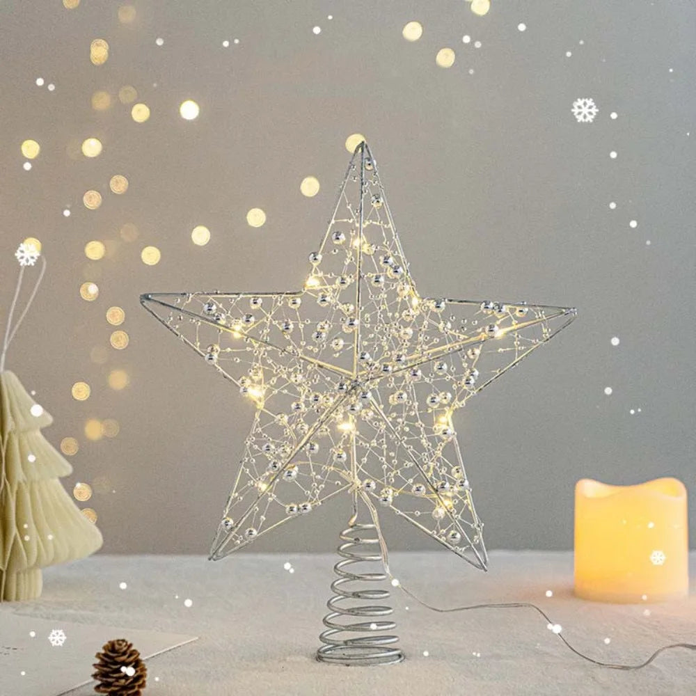 Light-Up Star Christmas Tree Topper – Gold & Silver, Battery Operated (ver 2026)