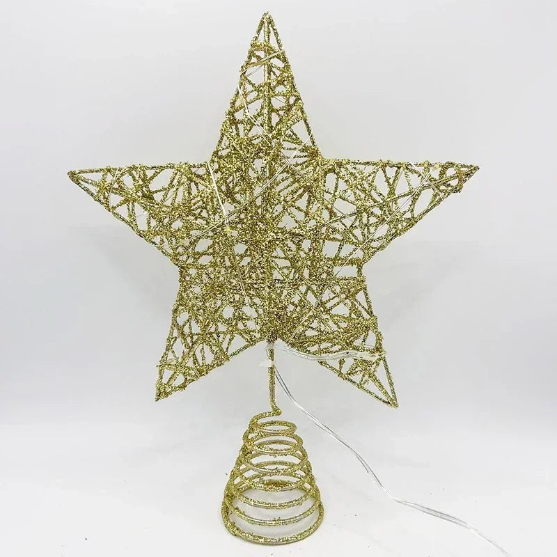 Star Christmas Tree Topper – 20 LED, Gold or Silver, Battery Operated