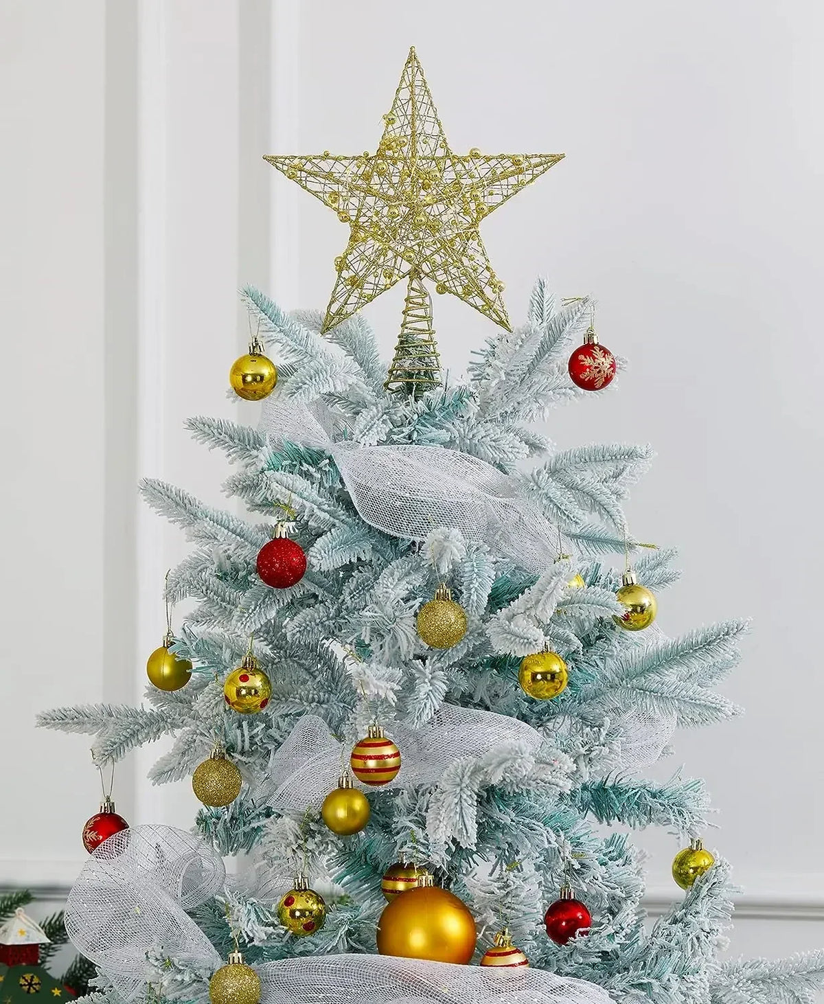 Star Christmas Tree Topper – 20 LED, Gold or Silver, Battery Operated