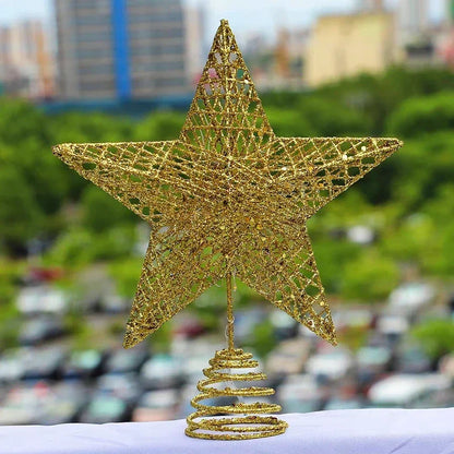 Star Christmas Tree Topper – 20 LED, Gold or Silver, Battery Operated