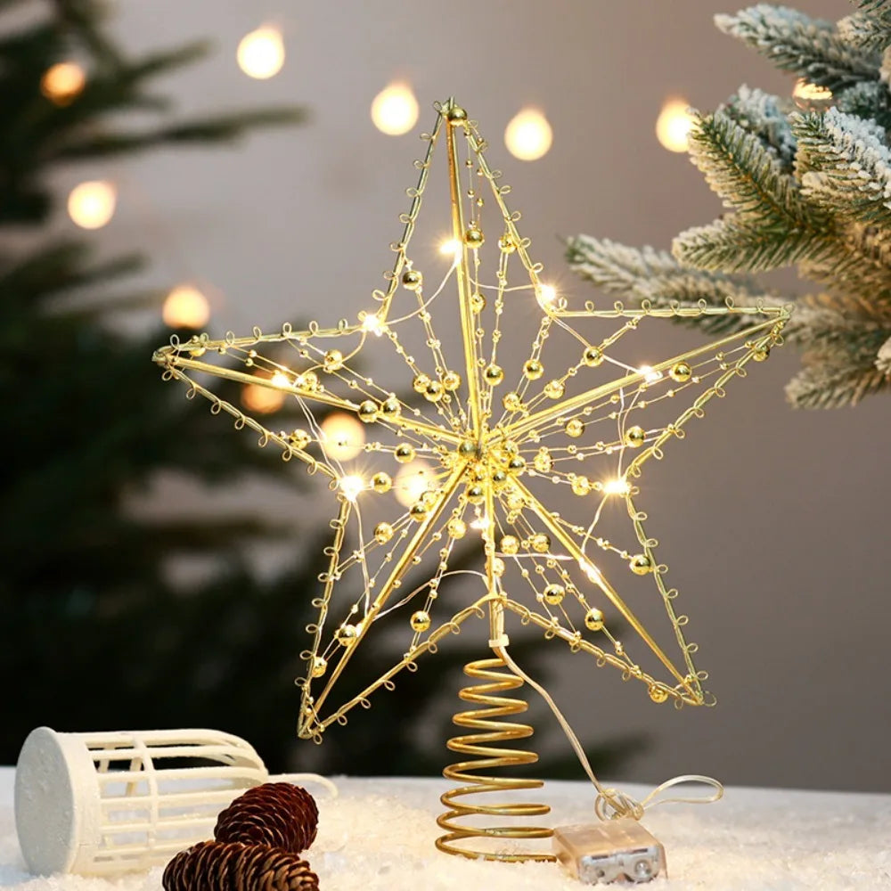 Light-Up Star Christmas Tree Topper – Gold & Silver, Battery Operated (ver 2026)