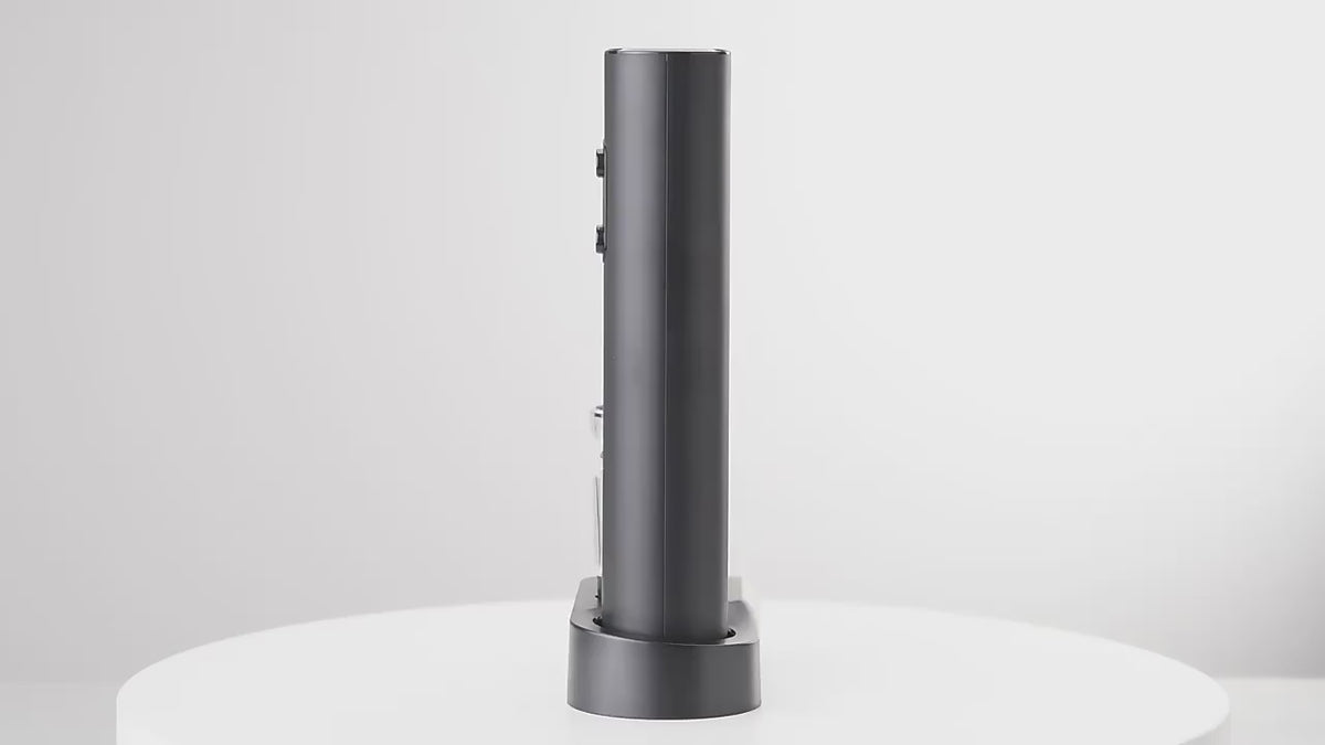 Electric wine opener gift set demo: foil cutter, one-touch opening, aerator pourer and vacuum stopper