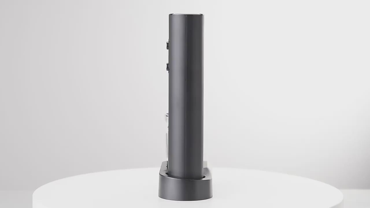 Electric wine opener gift set demo: foil cutter, one-touch opening, aerator pourer and vacuum stopper