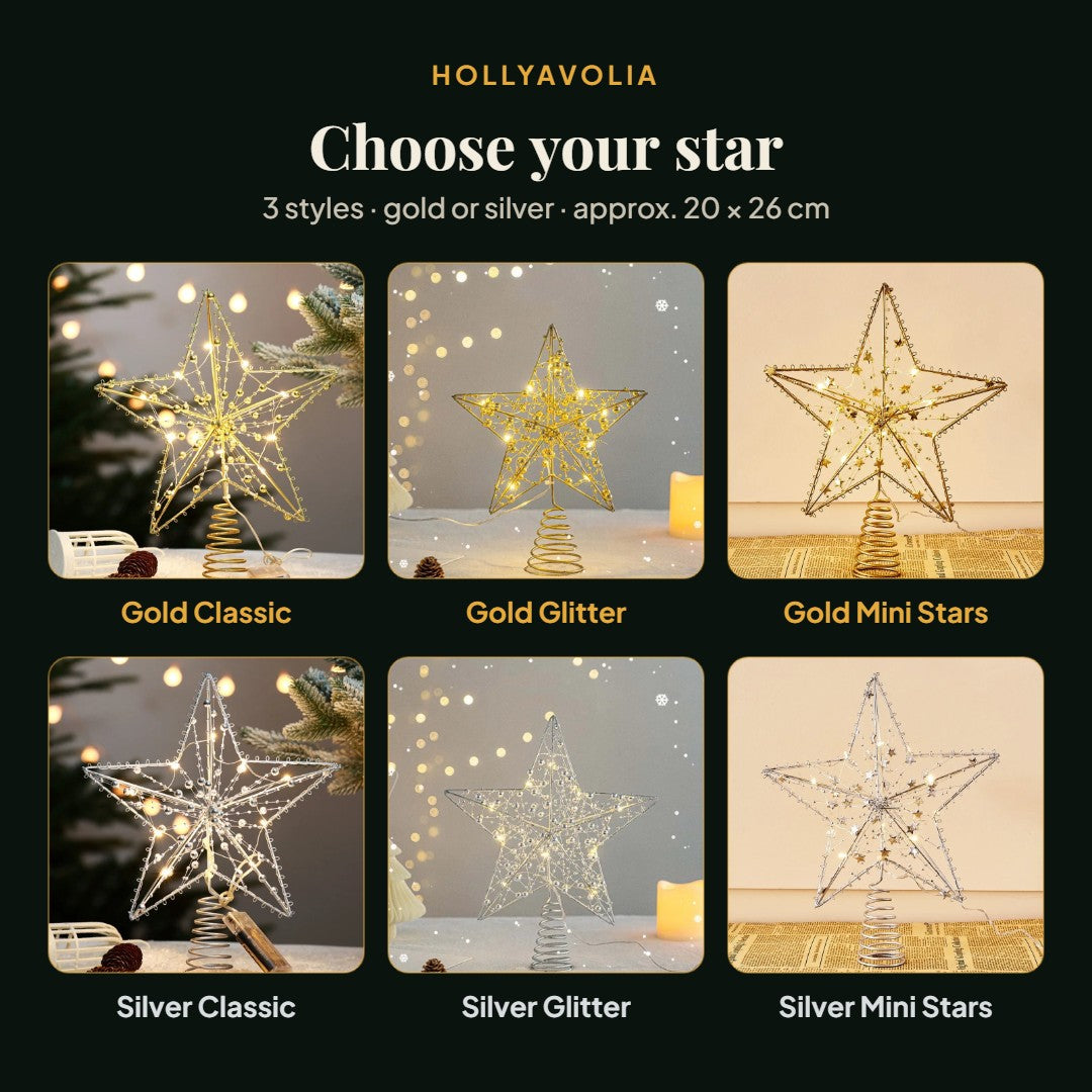 Six styles: Classic, Glitter and Mini Stars in gold or silver