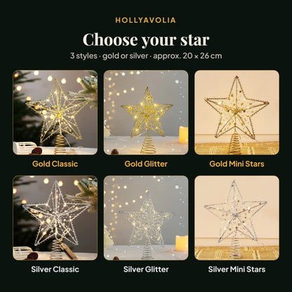 Six styles: Classic, Glitter and Mini Stars in gold or silver